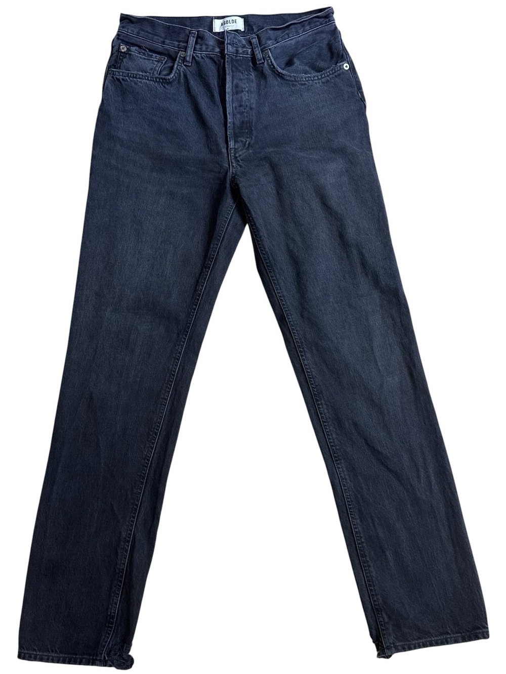 AGOLDE High Rise Straight Leg button Fly Organic  Cotton Black Jeans Sz 26